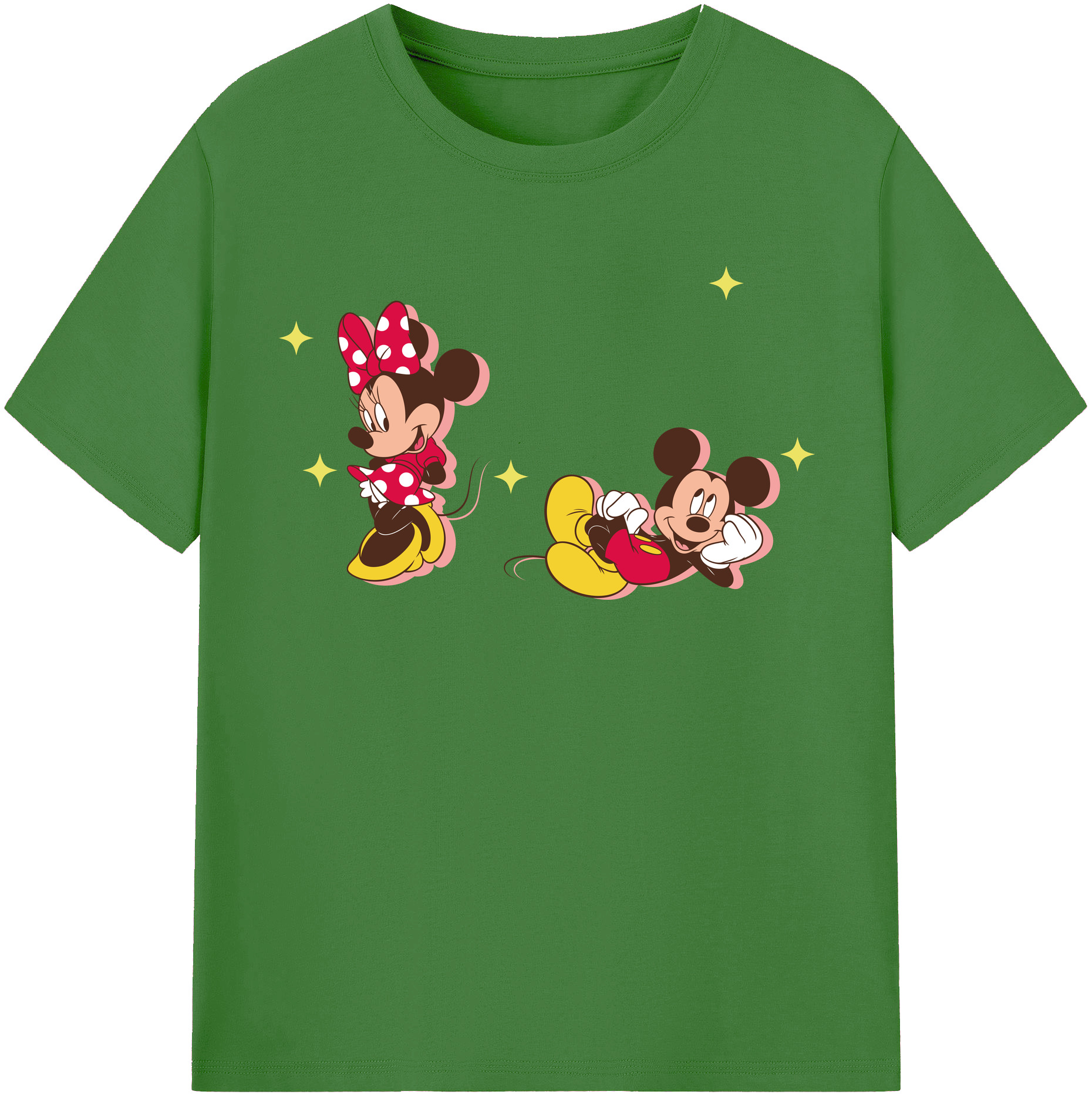 （画像用） ミッキーマウス Mickey Mouse レディースカジュアルプリントTシャツ（綿100％）